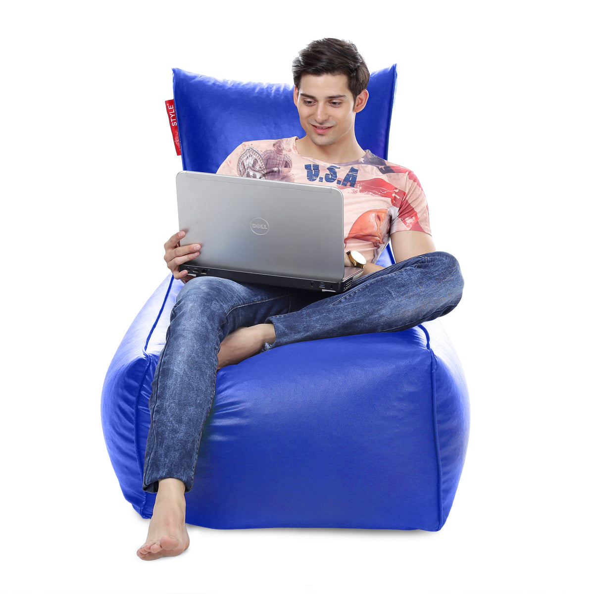 Style Homez ALEXA Luxury Lounge XXXL Bean Bag Royal Blue Color, Filled with Beans Fillers