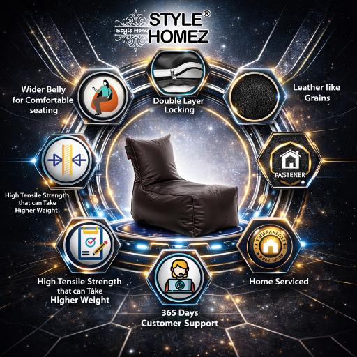 Style Homez ALEXA Luxury Lounge XXXL Bean Bag Chocolate Brown Color, Filled with Beans Fillers