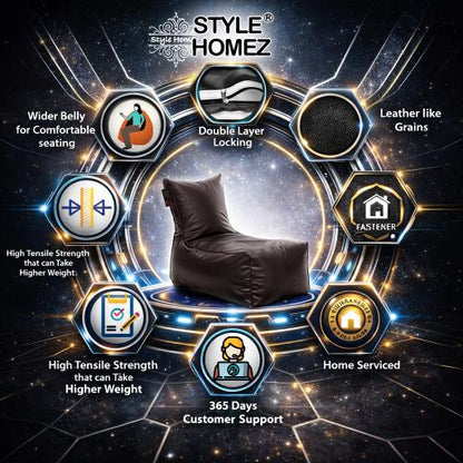 Style Homez ALEXA Luxury Lounge XXXL Bean Bag Chocolate Brown Color, Filled with Beans Fillers