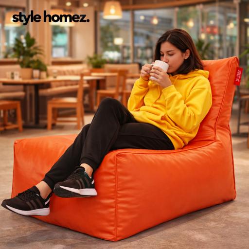 Style Homez ALEXA Luxury Lounge XXXL Bean Bag Orange Color, Filled with Beans Fillers