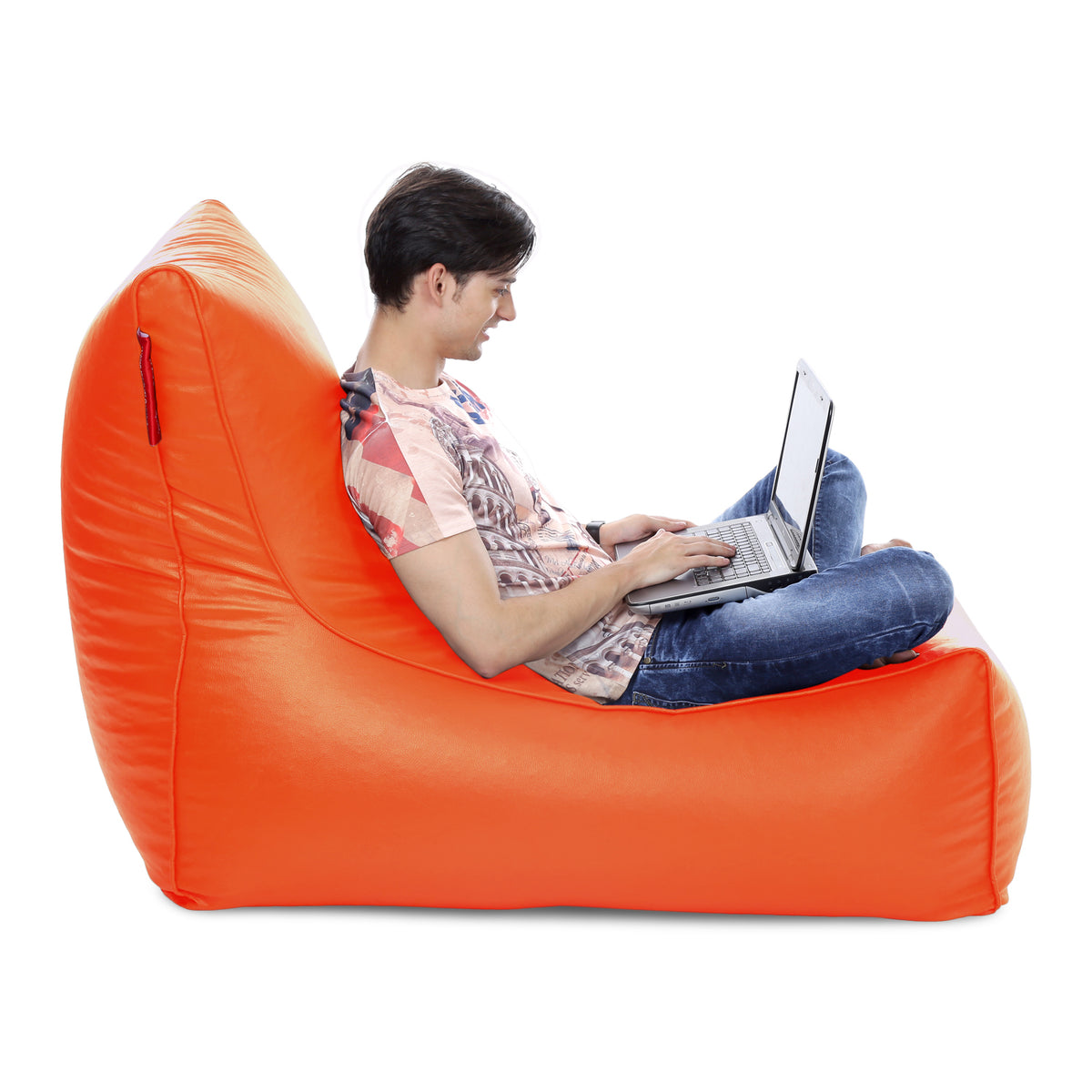 Style Homez ALEXA Luxury Lounge XXXL Bean Bag Orange Color, Filled with Beans Fillers