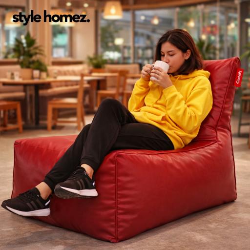 Style Homez ALEXA Luxury Lounge XXXL Bean Bag Red Color, Filled with Beans Fillers
