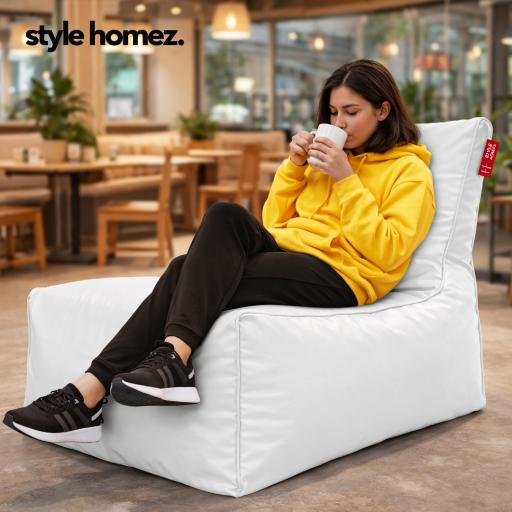 Style Homez ALEXA Luxury Lounge XXXL Bean Bag Elegant White Color, Filled with Beans Fillers
