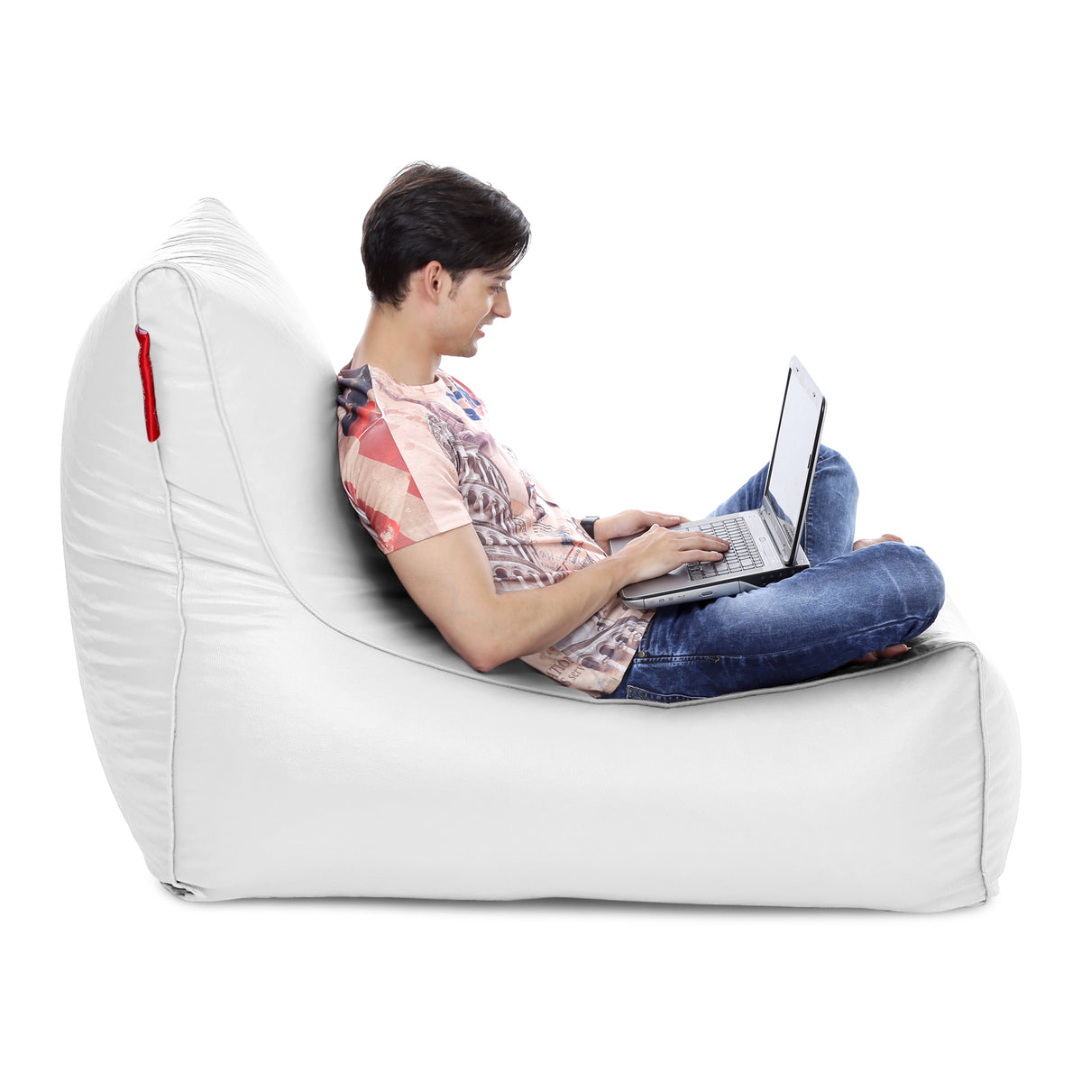 Style Homez ALEXA Luxury Lounge XXXL Bean Bag Elegant White Color, Filled with Beans Fillers