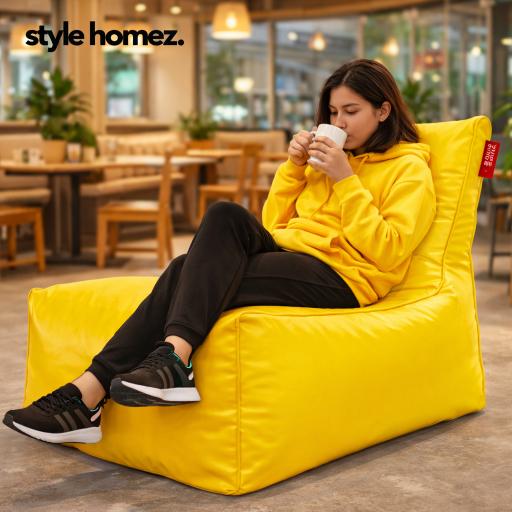 Style Homez ALEXA Luxury Lounge XXXL Bean Bag Yellow Color, Filled with Beans Fillers
