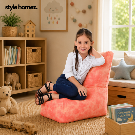 Style Homez CANVAS CLASSIC CHAIR, Cotton Canvas Abstract Printed Bean Bag L Size for Kids with Beans Fillers
