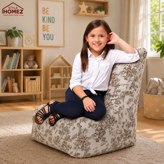 Style Homez CANVAS CLASSIC CHAIR, Cotton Canvas Abstract Printed Bean Bag L Size for Kids with Beans Fillers