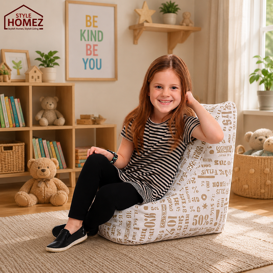 Style Homez CANVAS CLASSIC CHAIR, Cotton Canvas Abstract Printed Bean Bag L Size for Kids with Beans Fillers
