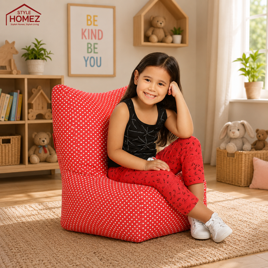 Style Homez CANVAS CLASSIC CHAIR, Cotton Canvas Star Printed Bean Bag L Size for Kids with Beans Fillers