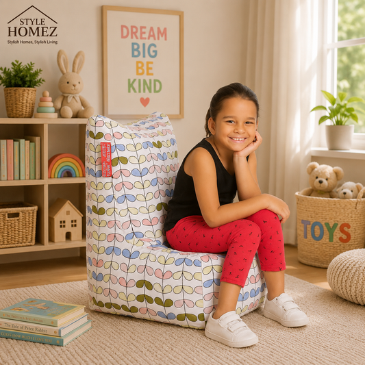 Style Homez CANVAS CLASSIC CHAIR, Cotton Canvas Abstract Printed Bean Bag L Size for Kids With Beans Fillers