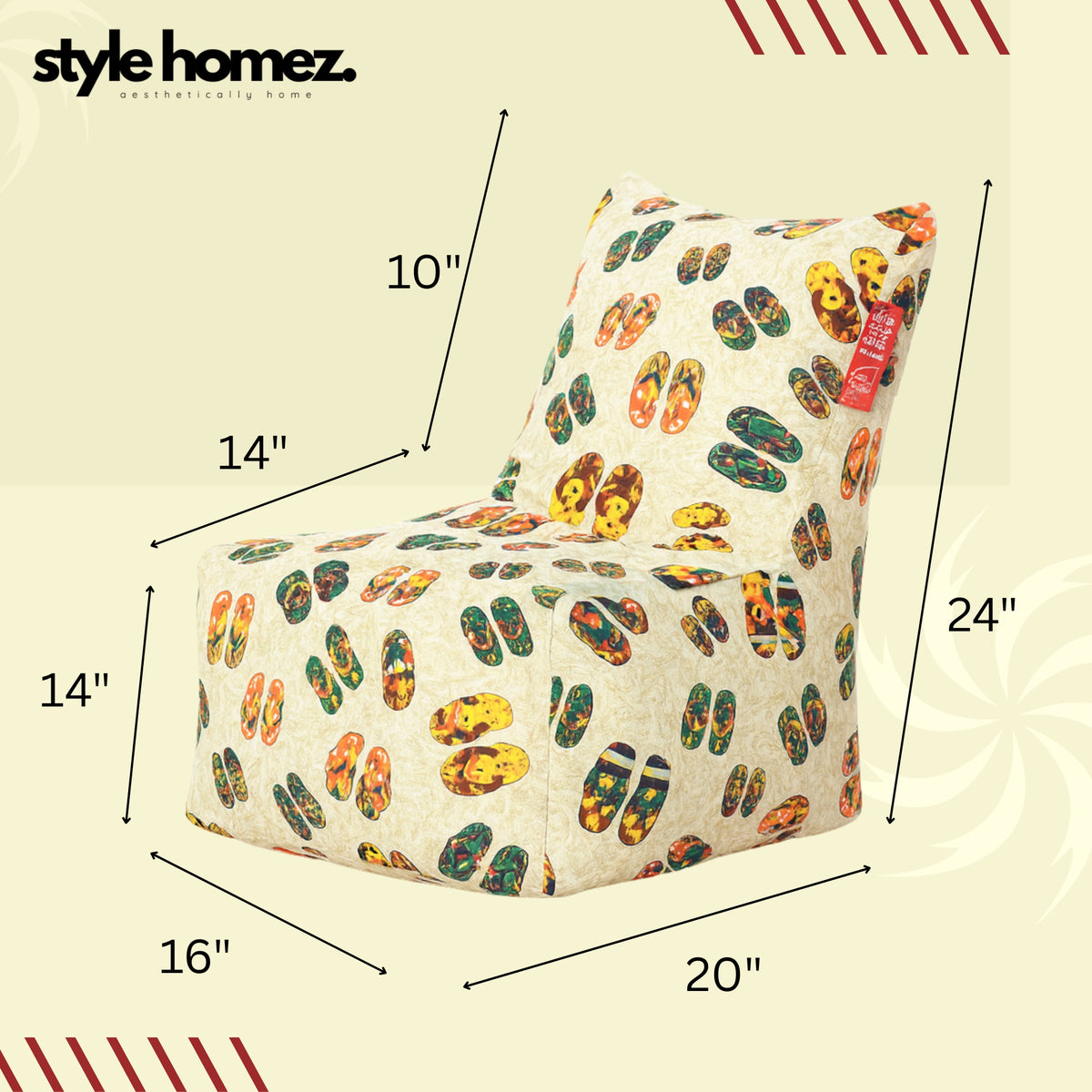 Style Homez KIDS CANVAS CLASSIC CHAIR, Cotton Canvas Abstract Printed Bean Bag L Size For Kids, Cover Only