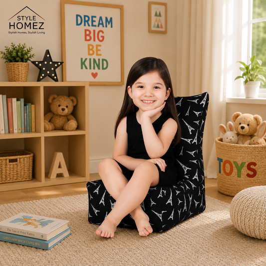 Style Homez CANVAS CLASSIC CHAIR, Cotton Canvas Abstract Printed Bean Bag L Size for Kids With Beans Fillers