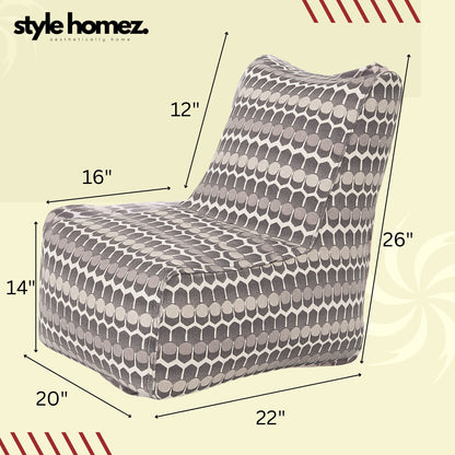 Style Homez CANVAS CLASSIC CHAIR, Cotton Canvas Polka Dots Printed Bean Bag XL Size with Beans Fillers