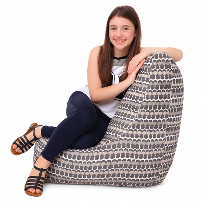 Style Homez CANVAS CLASSIC CHAIR, Cotton Canvas Polka Dots Printed Bean Bag XL Size with Beans Fillers