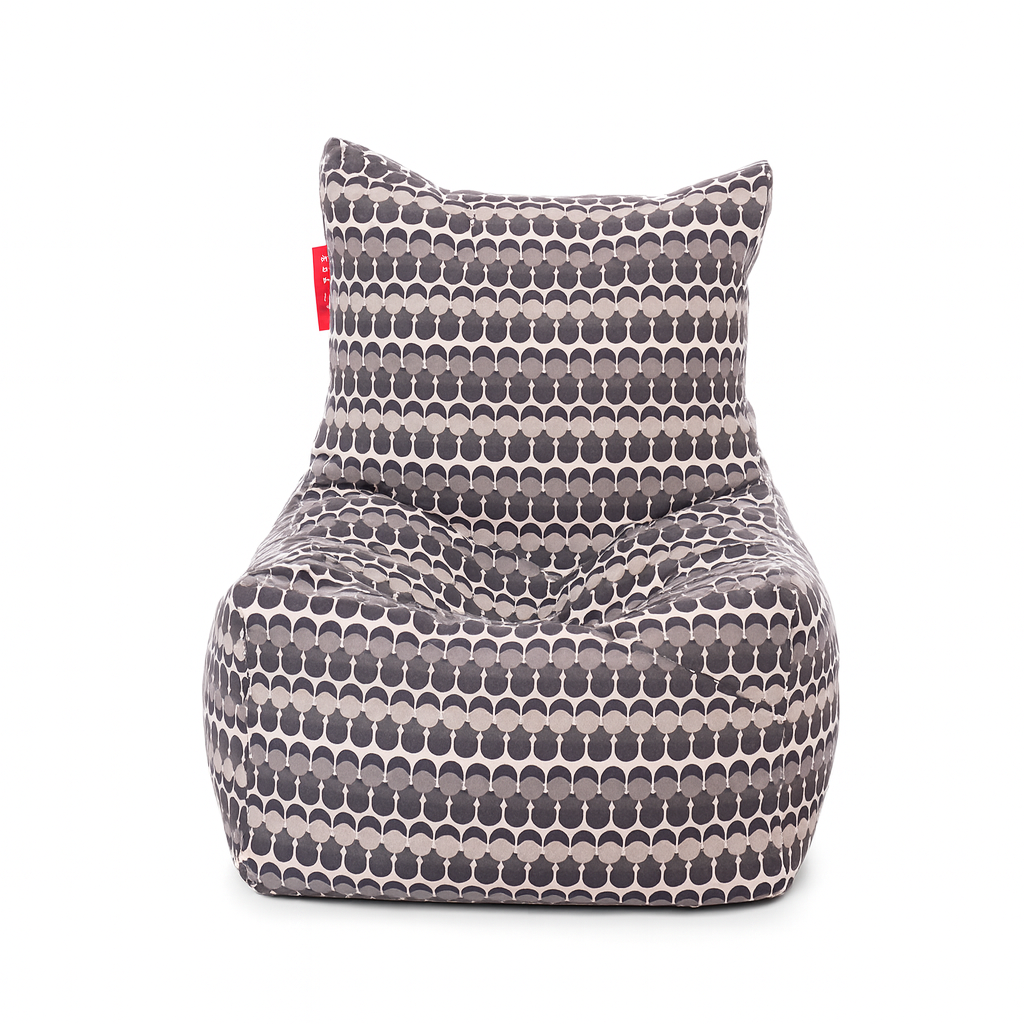 Style Homez CANVAS CLASSIC CHAIR, Cotton Canvas Polka Dots Printed Bean Bag XL Size with Beans Fillers