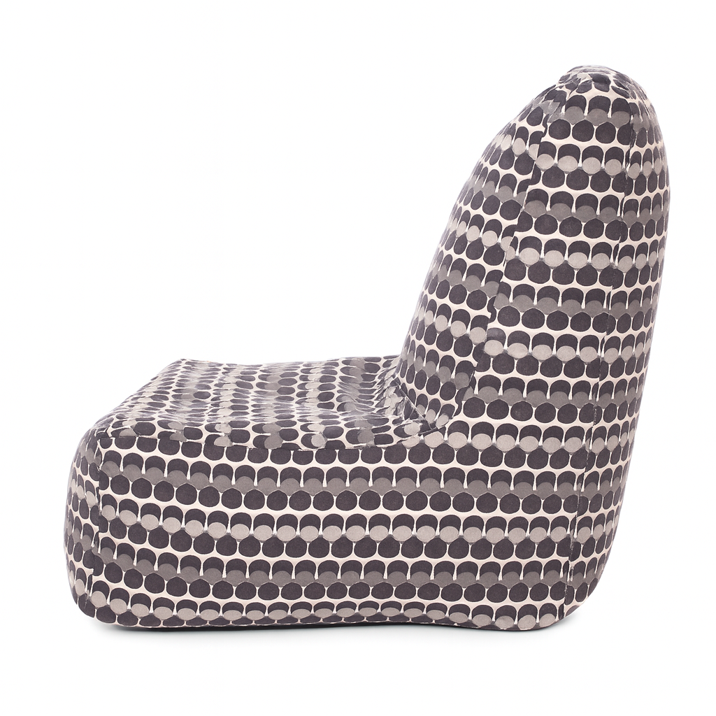 Style Homez CANVAS CLASSIC CHAIR, Cotton Canvas Polka Dots Printed Bean Bag XL Size with Beans Fillers