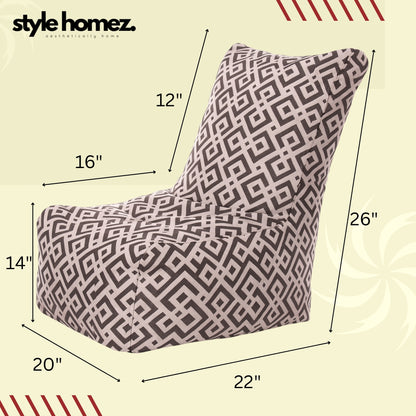 Style Homez CANVAS CLASSIC CHAIR, Cotton Canvas Geometric Printed Bean Bag XL Size with Beans Fillers