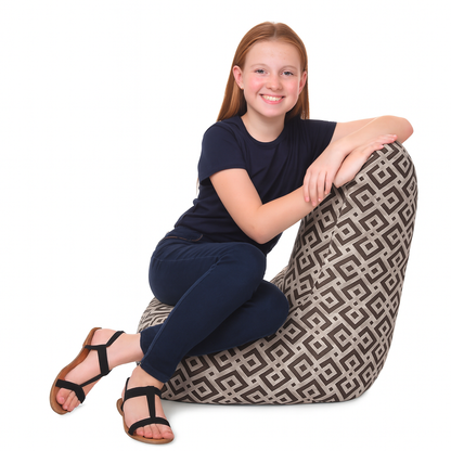 Style Homez CANVAS CLASSIC CHAIR, Cotton Canvas Geometric Printed Bean Bag XL Size with Beans Fillers