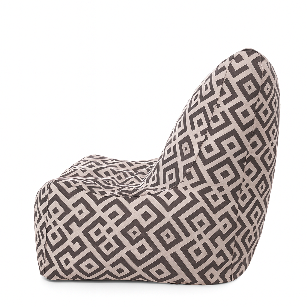 Style Homez CANVAS CLASSIC CHAIR, Cotton Canvas Geometric Printed Bean Bag XL Size with Beans Fillers