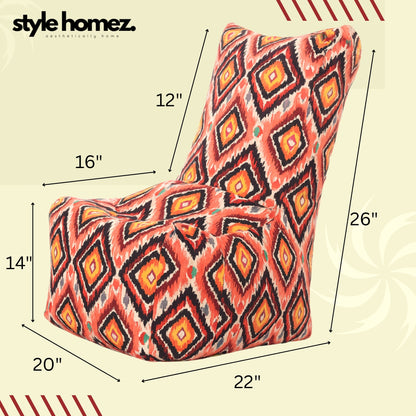 Style Homez CANVAS CLASSIC CHAIR, Cotton Canvas Geometric Printed Bean Bag XL Size with Beans Fillers