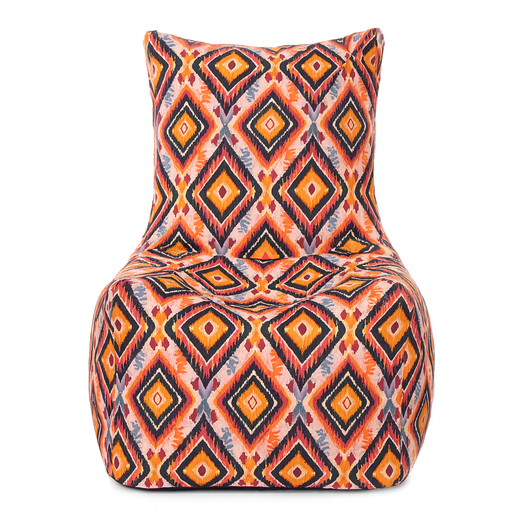 Style Homez CANVAS CLASSIC CHAIR, Cotton Canvas Geometric Printed Bean Bag XL Size with Beans Fillers