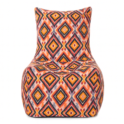 Style Homez CANVAS CLASSIC CHAIR, Cotton Canvas Geometric Printed Bean Bag XL Size with Beans Fillers