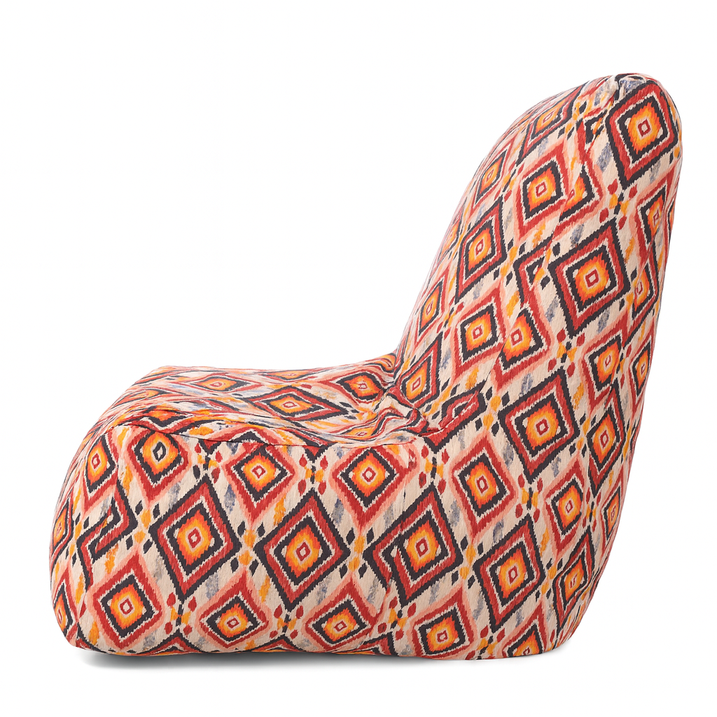 Style Homez CANVAS CLASSIC CHAIR, Cotton Canvas Geometric Printed Bean Bag XL Size with Beans Fillers