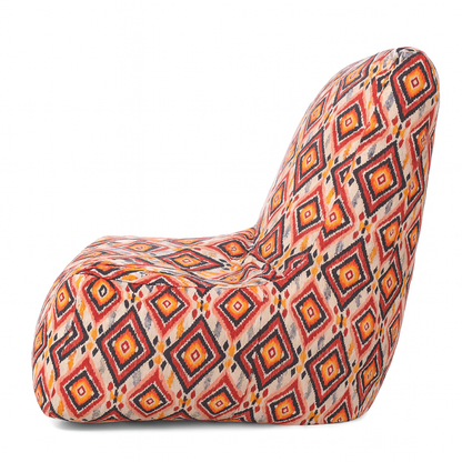 Style Homez CANVAS CLASSIC CHAIR, Cotton Canvas Geometric Printed Bean Bag XL Size with Beans Fillers