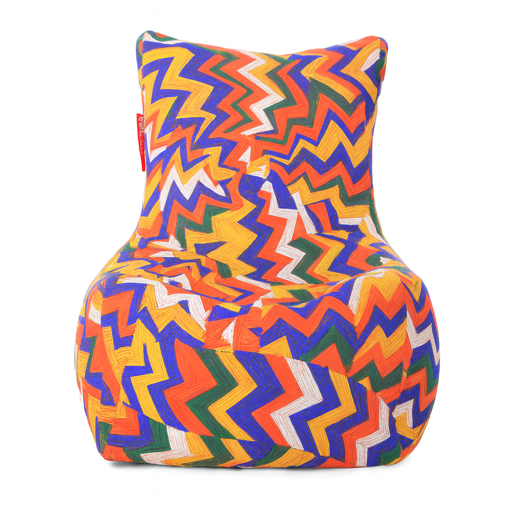 Style Homez CANVAS CLASSIC CHAIR, Cotton Canvas Geometric Printed Bean Bag XL Size with Beans Fillers
