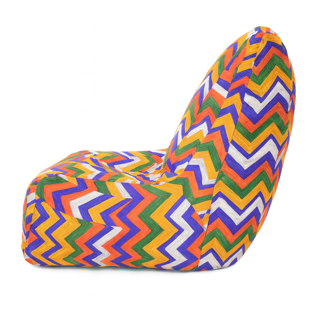 Style Homez CANVAS CLASSIC CHAIR, Cotton Canvas Geometric Printed Bean Bag XL Size with Beans Fillers