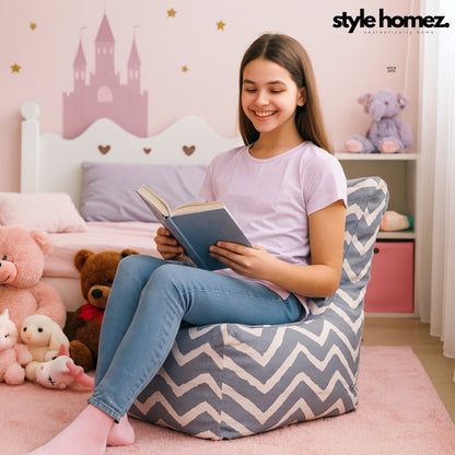 Style Homez CANVAS CLASSIC CHAIR, Cotton Canvas Stripes Printed Bean Bag XL Size with Beans Fillers
