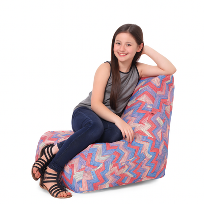 Style Homez CANVAS CLASSIC CHAIR, Cotton Canvas Geometric Printed Bean Bag XL Size with Beans Fillers