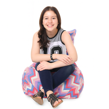 Style Homez CANVAS CLASSIC CHAIR, Cotton Canvas Geometric Printed Bean Bag XL Size with Beans Fillers