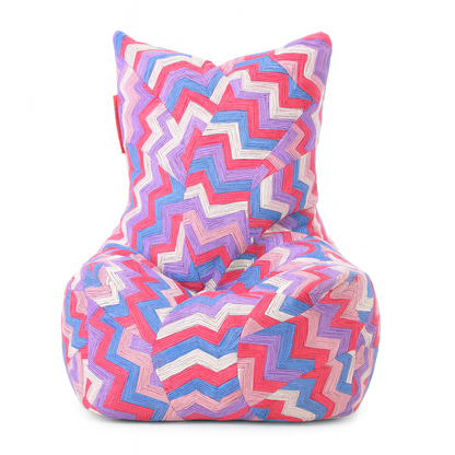 Style Homez CANVAS CLASSIC CHAIR, Cotton Canvas Geometric Printed Bean Bag XL Size with Beans Fillers
