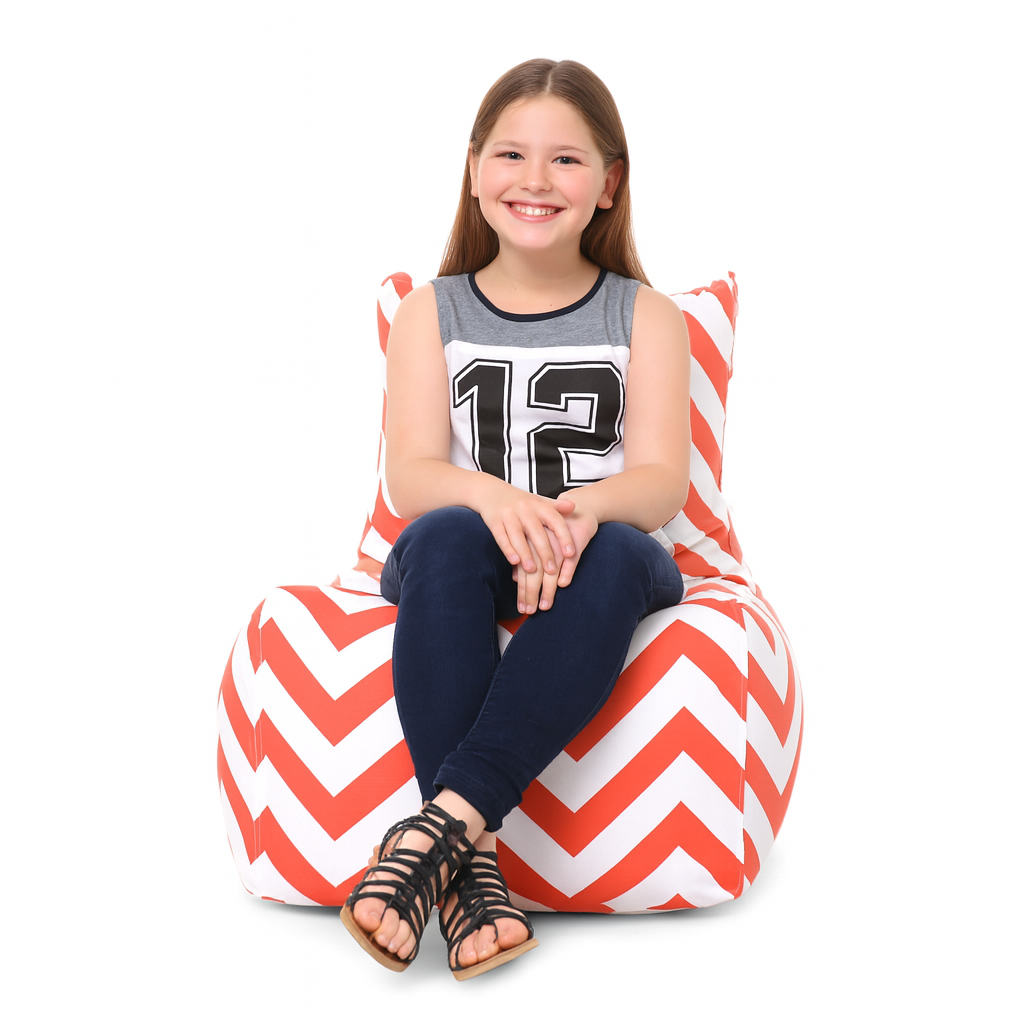 Style Homez CANVAS CLASSIC CHAIR, Cotton Canvas Stripes Printed Bean Bag XL Size with Beans Fillers