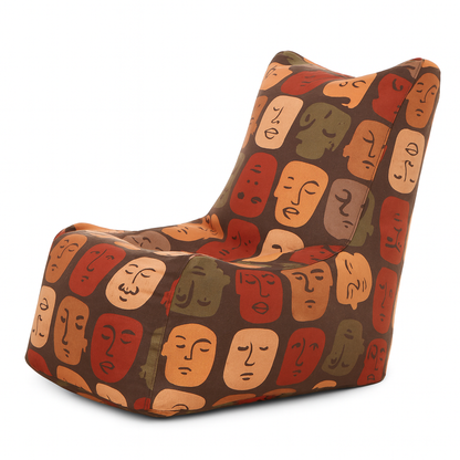 Style Homez CANVAS CLASSIC CHAIR, Cotton Canvas Abstract Printed Bean Bag XL Size with Beans Fillers