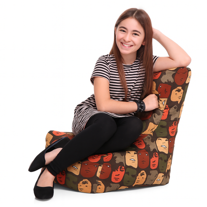 Style Homez CANVAS CLASSIC CHAIR, Cotton Canvas Abstract Printed Bean Bag XL Size with Beans Fillers
