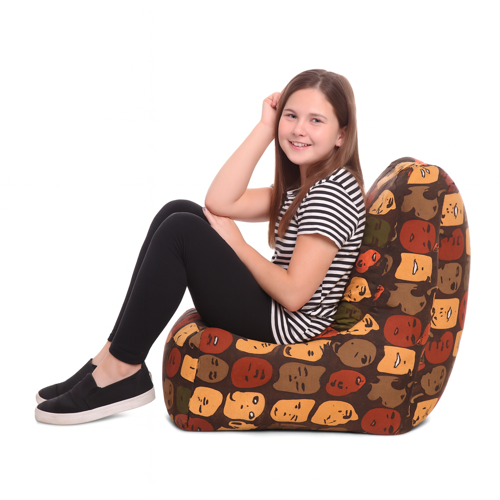 Style Homez CANVAS CLASSIC CHAIR, Cotton Canvas Abstract Printed Bean Bag XL Size with Beans Fillers