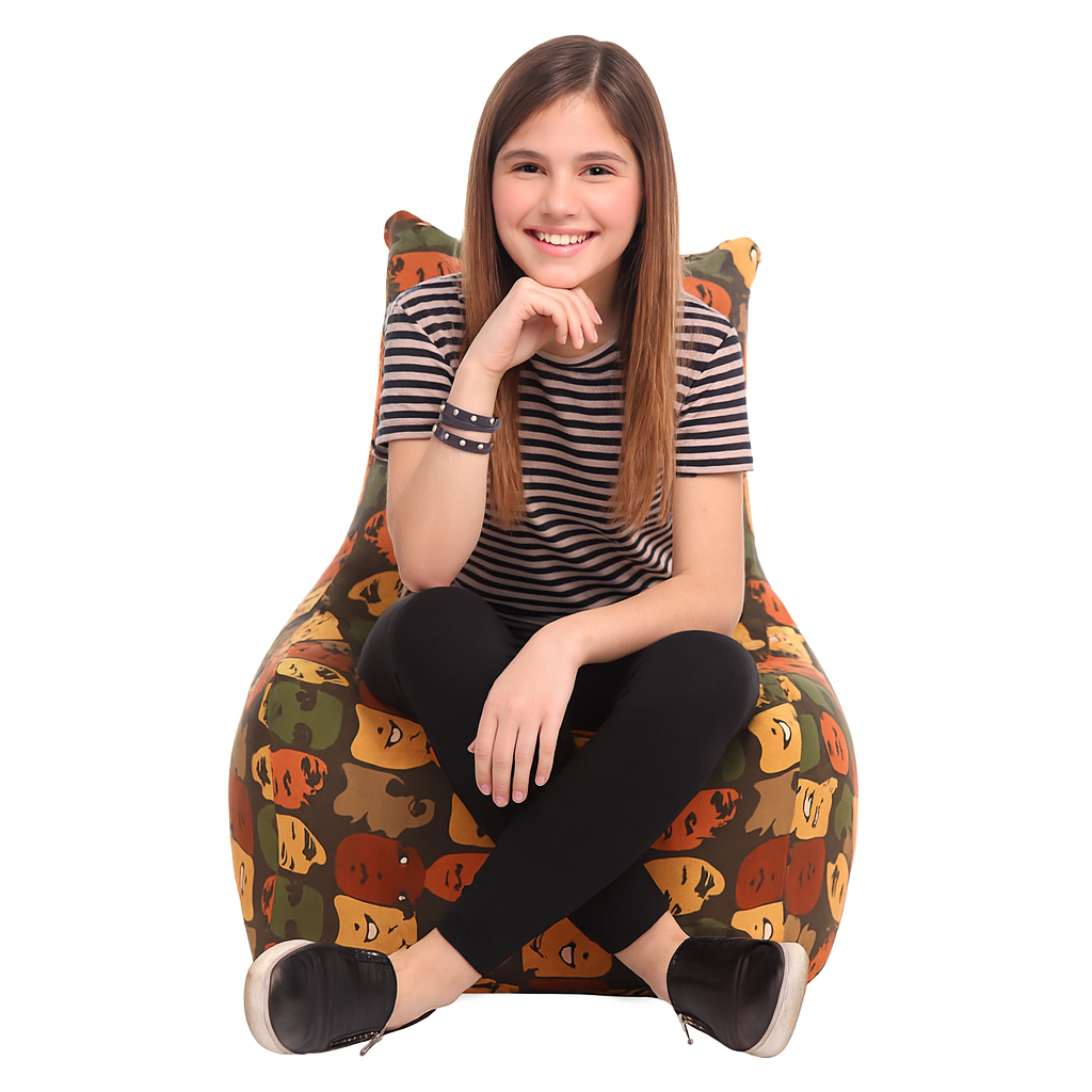 Style Homez CANVAS CLASSIC CHAIR, Cotton Canvas Abstract Printed Bean Bag XL Size with Beans Fillers