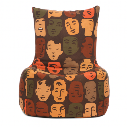 Style Homez CANVAS CLASSIC CHAIR, Cotton Canvas Abstract Printed Bean Bag XL Size with Beans Fillers