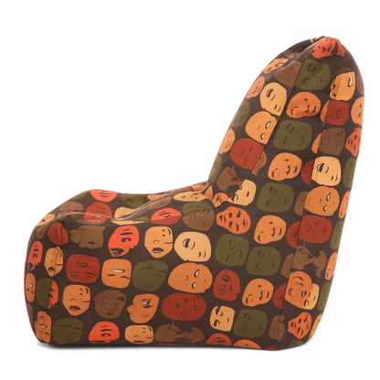 Style Homez CANVAS CLASSIC CHAIR, Cotton Canvas Abstract Printed Bean Bag XL Size with Beans Fillers