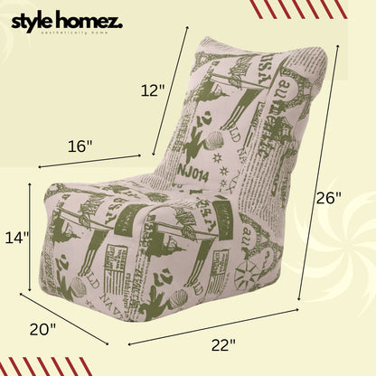 Style Homez CANVAS CLASSIC CHAIR, Cotton Canvas Abstract Printed Bean Bag XL Size with Beans Fillers