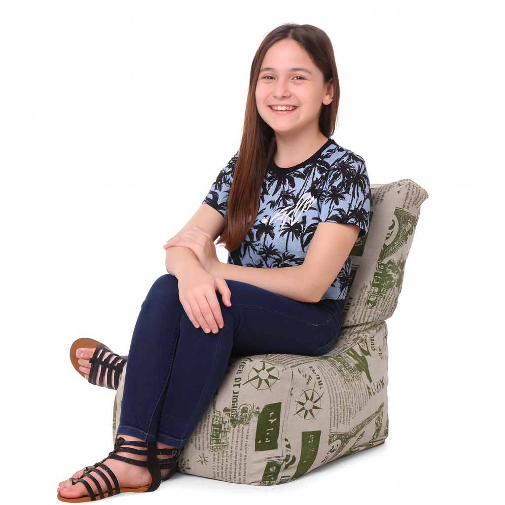 Style Homez CANVAS CLASSIC CHAIR, Cotton Canvas Abstract Printed Bean Bag XL Size with Beans Fillers