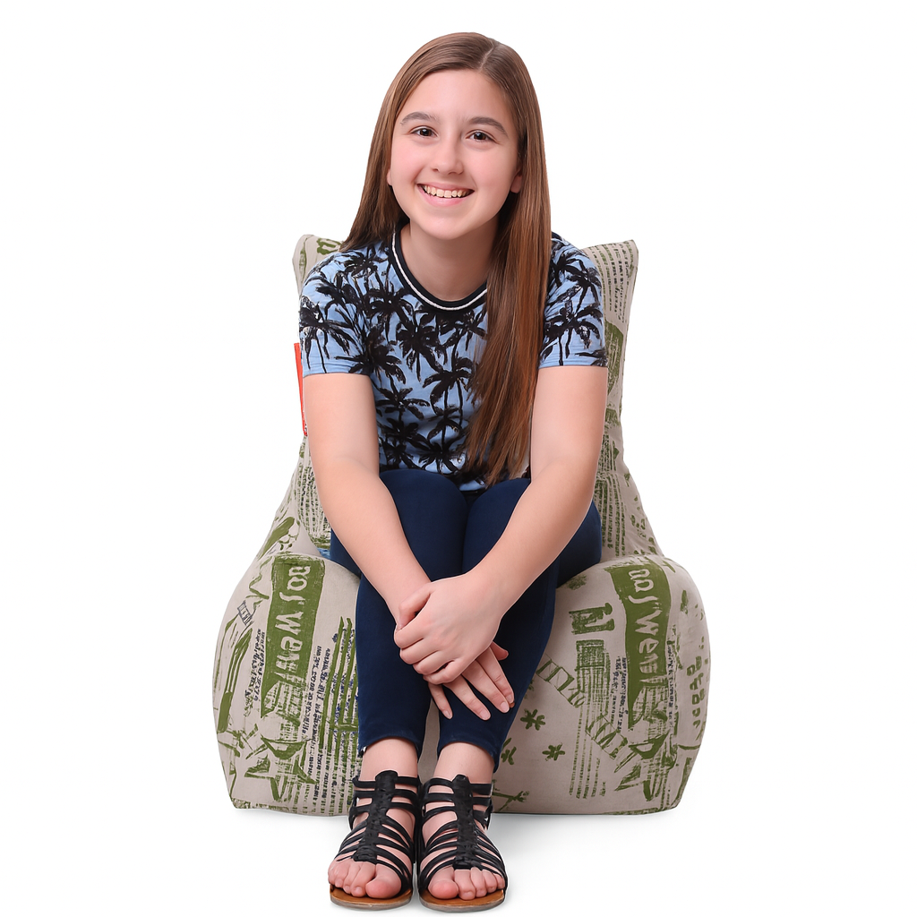 Style Homez CANVAS CLASSIC CHAIR, Cotton Canvas Abstract Printed Bean Bag XL Size with Beans Fillers