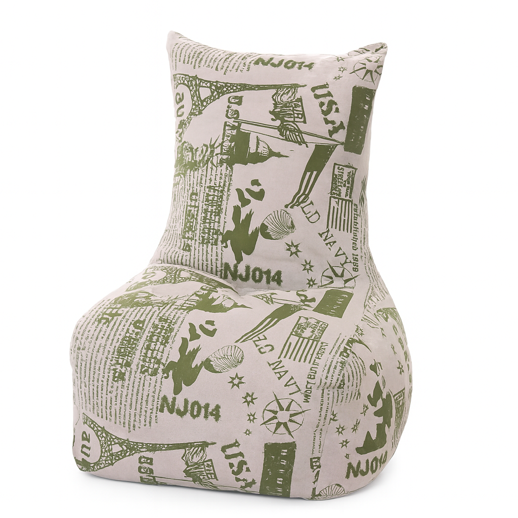 Style Homez CANVAS CLASSIC CHAIR, Cotton Canvas Abstract Printed Bean Bag XL Size with Beans Fillers