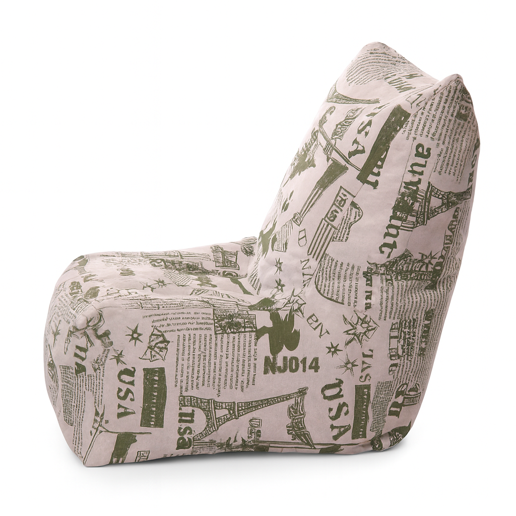 Style Homez CANVAS CLASSIC CHAIR, Cotton Canvas Abstract Printed Bean Bag XL Size with Beans Fillers