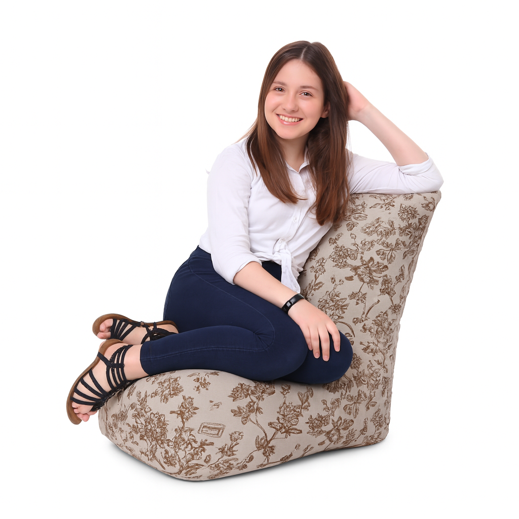 Style Homez CANVAS CLASSIC CHAIR, Cotton Canvas Abstract Printed Bean Bag XL Size with Beans Fillers