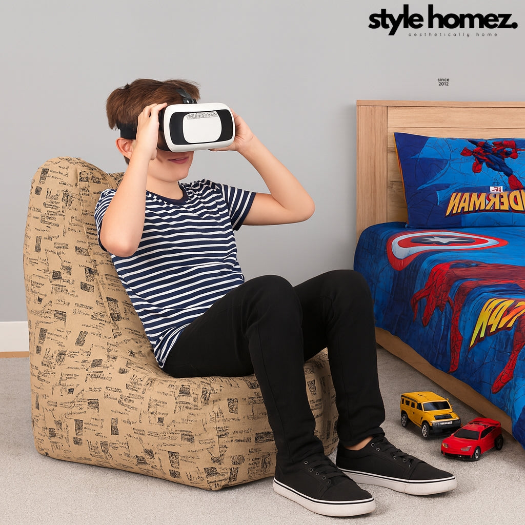 Style Homez CANVAS CLASSIC CHAIR, Cotton Canvas Abstract Printed Bean Bag XL Size with Beans Fillers