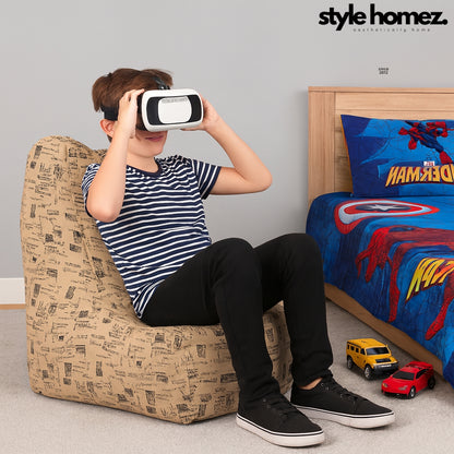 Style Homez CANVAS CLASSIC CHAIR, Cotton Canvas Abstract Printed Bean Bag XL Size with Beans Fillers