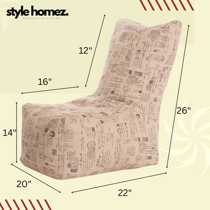 Style Homez CANVAS CLASSIC CHAIR, Cotton Canvas Abstract Printed Bean Bag XL Size with Beans Fillers
